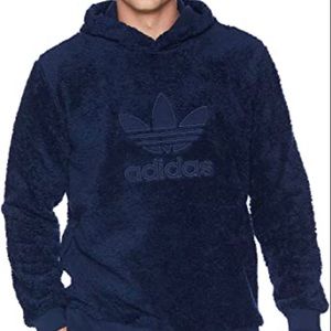 Adidas Blue Fuzzy Hooded Sweatshirt.